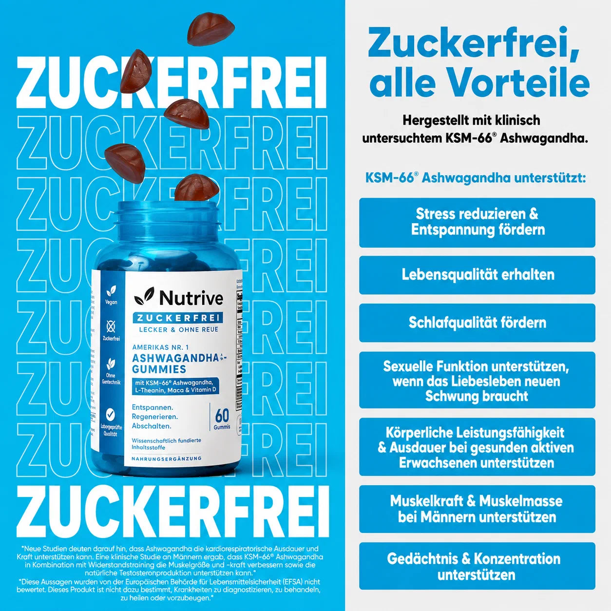Nutrive ZERO SUGAR 3er-Wellness-Bundle | Prä-, Post- und Probiotika, Apfelessig- und Ashwagandha-Gummis