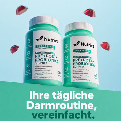 Nutrive ZERO SUGAR 3er-Wellness-Bundle | Prä-, Post- und Probiotika, Apfelessig- und Ashwagandha-Gummis